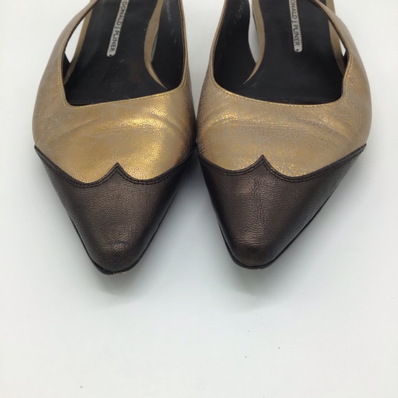 COPY - Donald Pliner Metallic Slingback Flats Size 8 M - Picture 2 of 6